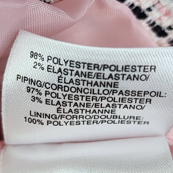 Womens Kasper Tweed Blazer Jacket Pink Black White Print 2 Button Size 8 - Picture 7 of 11